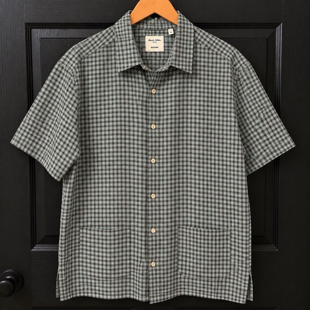 Murano Baird McNutt Linen Men’s XL Plaid Shirt Linen Coastal Resort SS